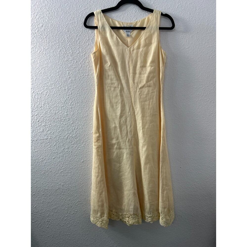 TALBOTS Petites IRISH LINEN Sheath Dress Size 2 Yellow Quite Luxury Minamilist